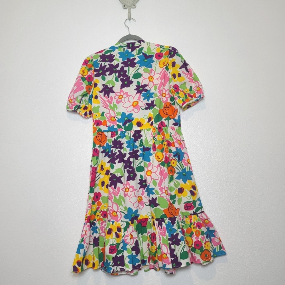 J. Crew Puff Sleeve Dress in Vibrant Garden Print Size 6 - Picture 11 of 11